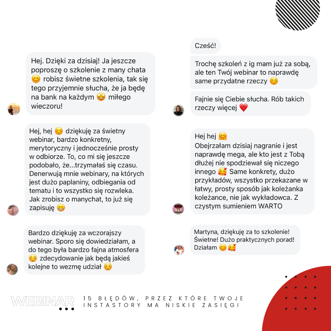 Nagranie webinaru: 15 błędów, które hamują Twój potencjał na Instastory